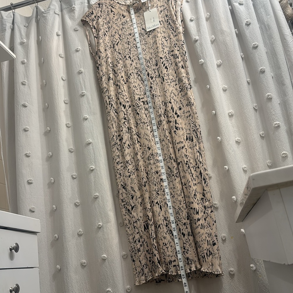 MAX MARA RINO LETTER PRINT PLEATED DRESS - Picture 14 of 14